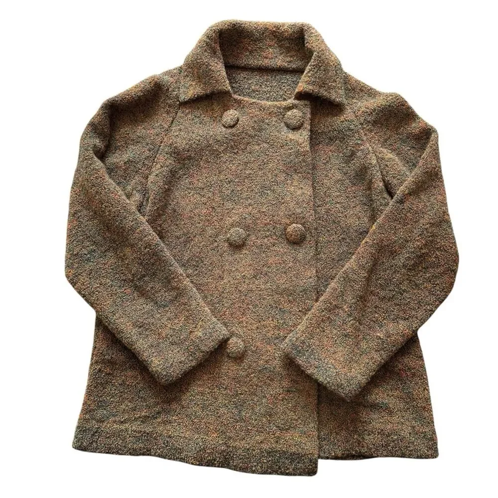 Girls Boulce Knit Brown Double Breasted Sweater  Cardigan Flecks Approx. Size 12